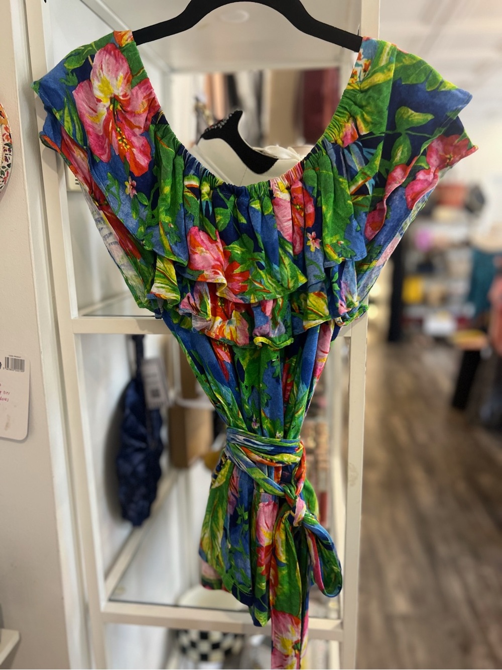 Ralph Lauren Green Tropical Off-Shoulder Ruffle Top - Picture 2 of 4
